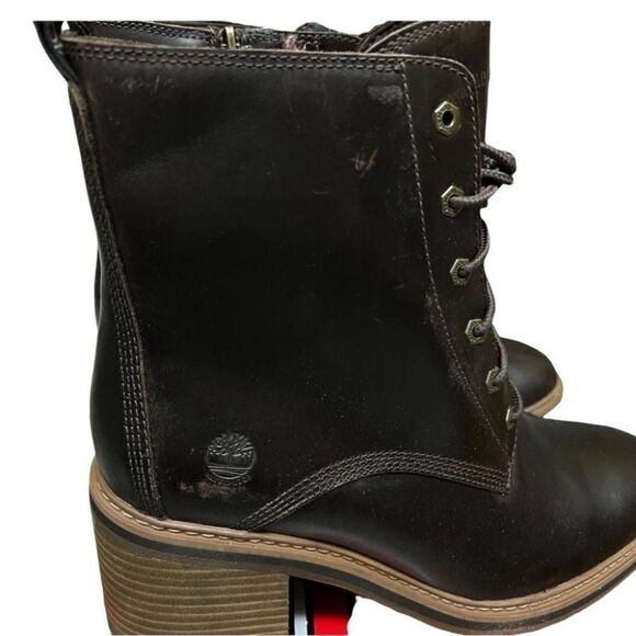 Timberland Sienna Side Zip High Waterproof Boot Heel Brown‎ Style: A24Tw logo - Picture 8 of 12